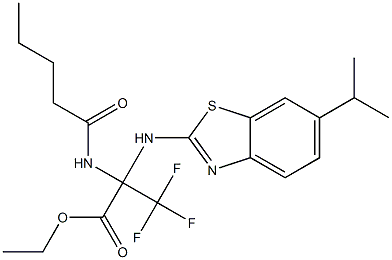ethyl 3,3,3-trifluoro-2-[(6-isopropyl-1,3-benzothiazol-2-yl)amino]-2-(pentanoylamino)propanoate Struktur