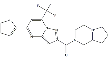 2-(hexahydropyrrolo[1,2-a]pyrazin-2(1H)-ylcarbonyl)-5-(2-thienyl)-7-(trifluoromethyl)pyrazolo[1,5-a]pyrimidine Struktur