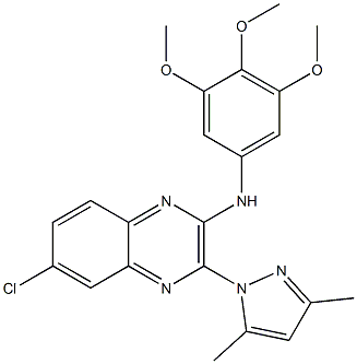 2-Quinoxalinamine,  6-chloro-3-(3,5-dimethyl-1H-pyrazol-1-yl)-N-(3,4,5-trimethoxyphenyl)- Struktur