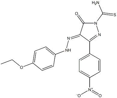 4-[(E)-2-(4-ethoxyphenyl)hydrazono]-3-(4-nitrophenyl)-5-oxo-4,5-dihydro-1H-pyrazole-1-carbothioamide 结构式