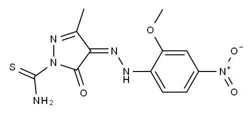 4-[(Z)-2-(2-methoxy-4-nitrophenyl)hydrazono]-3-methyl-5-oxo-1H-pyrazole-1(5H)-carbothioamide Structure