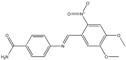 4-{[(E)-(4,5-dimethoxy-2-nitrophenyl)methylidene]amino}benzamide Struktur