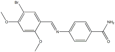 4-{[(E)-(5-bromo-2,4-dimethoxyphenyl)methylidene]amino}benzamide 化学構造式