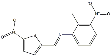 2-methyl-3-nitro-N-[(E)-(5-nitro-2-thienyl)methylidene]aniline Struktur