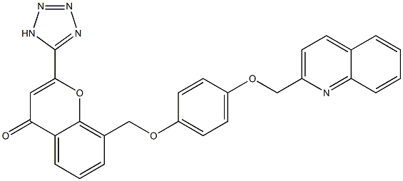 8-[[4-[(2-キノリニル)メトキシ]フェノキシ]メチル]-2-(1H-テトラゾール-5-イル)-4H-1-ベンゾピラン-4-オン 化学構造式
