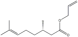 [S,(-)]-3,7-ジメチル-6-オクテン酸アリル 化学構造式