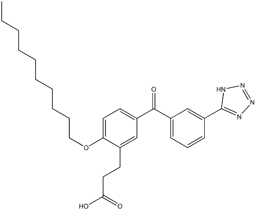2-(Decyloxy)-5-[3-(1H-tetrazol-5-yl)benzoyl]benzenepropanoic acid Struktur