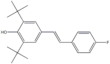 4-[(E)-2-(4-フルオロフェニル)エテニル]-2,6-ジ-tert-ブチルフェノール 化学構造式