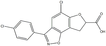 5-Chloro-7,8-dihydro-3-(4-chlorophenyl)furo[2,3-g][1,2]benzisoxazole-7-carboxylic acid Structure