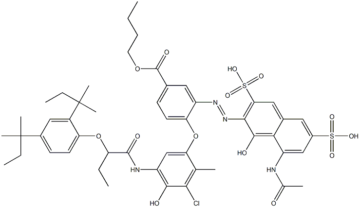 3-[[8-(Acetylamino)-1-hydroxy-3,6-disulfo-2-naphthalenyl]azo]-4-[5-[[2-[2,4-bis(1,1-dimethylpropyl)phenoxy]-1-oxobutyl]amino]-3-chloro-4-hydroxy-2-methylphenoxy]benzoic acid 1-butyl ester