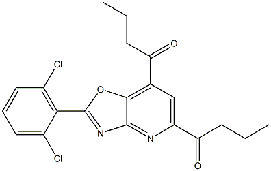 2-(2,6-ジクロロフェニル)-5,7-ジブタノイルオキサゾロ[4,5-b]ピリジン 化学構造式