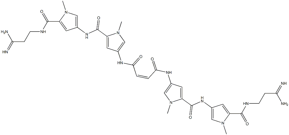 (Z)-N,N'-ビス[5-[[[5-[[(3-アミノ-3-イミノプロピル)アミノ]カルボニル]-1-メチル-1H-ピロール-3-イル]アミノ]カルボニル]-1-メチル-1H-ピロール-3-イル]2-ブテンジアミド 化学構造式