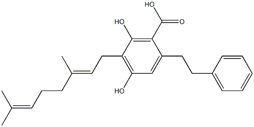  2-Phenethyl-4,6-dihydroxy-5-[(2E)-3,7-dimethyl-2,6-octadienyl]benzoic acid