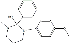 Hexahydro-1-methyl-2-phenyl-3-(4-methoxyphenyl)pyrimidin-2-ol 结构式