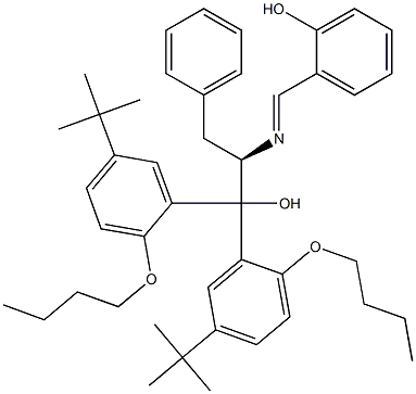 (R)-1,1-Bis[2-butoxy-5-(1,1-dimethylethyl)phenyl]-2-[[(E)-2-hydroxybenzylidene]amino]-3-phenyl-1-propanol Structure