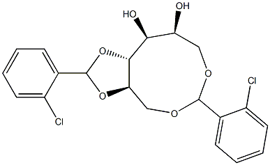 1-O,6-O:2-O,3-O-ビス(2-クロロベンジリデン)-L-グルシトール 化学構造式
