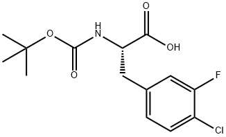 (2S)-2-[(TERT-BUTOXY)CARBONYLAMINO]-3-(4-CHLORO-3-FLUOROPHENYL)PROPANOIC ACID, 1629658-28-1, 结构式