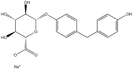 (2S,3S,4S,5R,6S)-3,4,5-Trihydroxy-6-(4-(4-hydroxybenzyl)phenoxy)tetrahydro-2H-pyran-2-carboxylate Sodium Salt, , 结构式