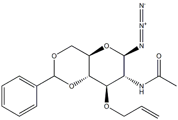 2-乙酰氨基-3-O-烯丙基-4,6-O-亚苄基-2-脱氧-Β-D-吡喃葡萄糖基叠氮化物, , 结构式