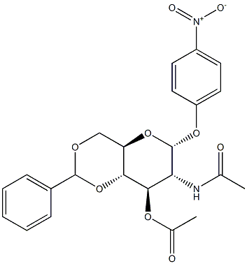 4-Nitrophenyl2-acetamido-3-O-acetyl-4,6-O-benzylidene-2-deoxy-a-D-glucopyranoside Structure