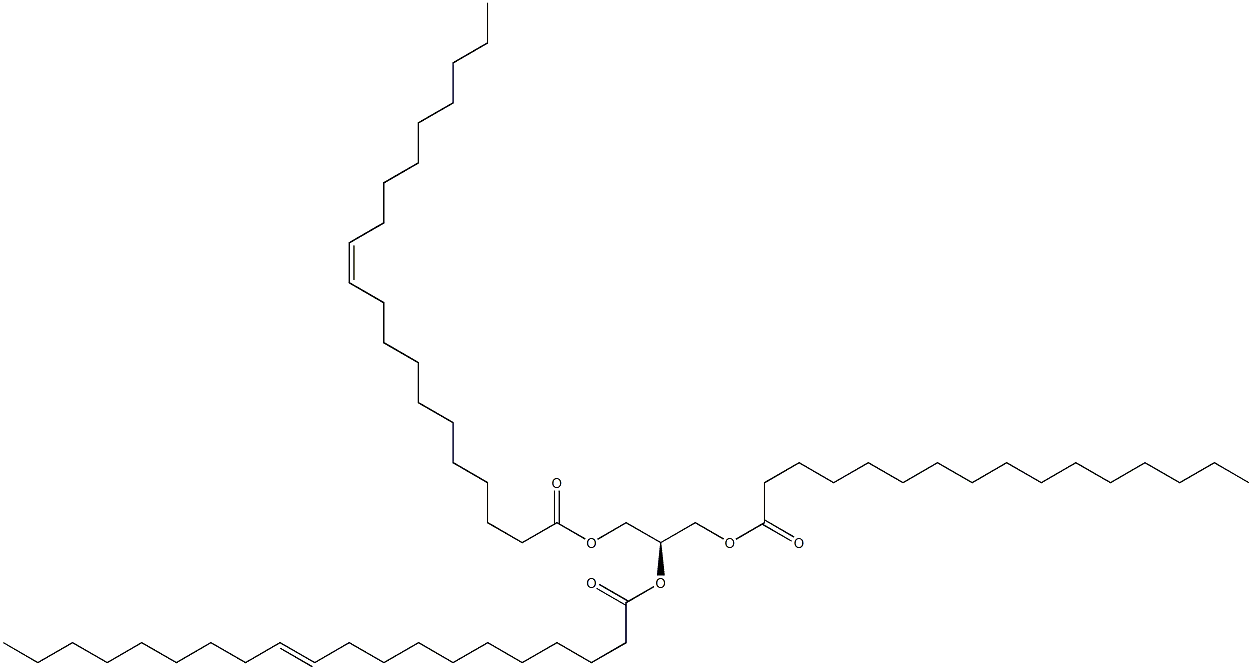1-hexadecanoyl-2,3-di-(11Z-eicosenoyl)-sn-glycerol Structure