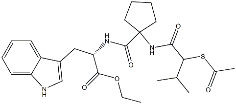 N-((1-((2-acetylmercapto-3-methyl-1-oxobutyl)amino)-1-cyclopentyl)carbonyl)tryptophan ethyl ester Structure