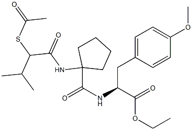 N-((1-((2-(acetylthio)-3-methyl-1-oxobutyl)amino)-1-cyclopentyl)carbonyl)-O-methyl-L-tyrosine ethyl ester 结构式