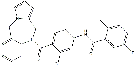 5-fluoro-2-methyl-N-(4-(5H-pyrrolo(2,1-c)-(1,4)benzodiazepin-10-(11H)-ylcarbonyl)-3-chlorophenyl)benzamide Structure