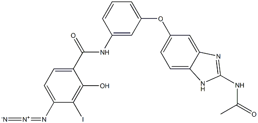 2-acetamido-5-(3-(4-azido-3-iodosalicylamido)phenoxy)benzimidazole Struktur
