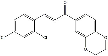 (E)-3-(2,4-dichlorophenyl)-1-(2,3-dihydrobenzo[b][1,4]dioxin-6-yl)prop-2-en-1-one Struktur