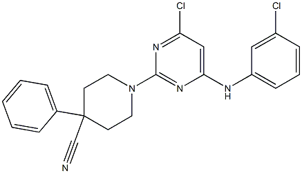 1-{4-CHLORO-6-[(3-CHLOROPHENYL)AMINO]PYRIMIDIN-2-YL}-4-PHENYLPIPERIDINE-4-CARBONITRILE|