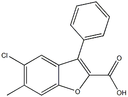 5-CHLORO-6-METHYL-3-PHENYL-1-BENZOFURAN-2-CARBOXYLIC ACID Structure