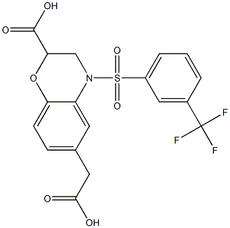 6-(carboxymethyl)-4-{[3-(trifluoromethyl)phenyl]sulfonyl}-3,4-dihydro-2H-1,4-benzoxazine-2-carboxylic acid 结构式