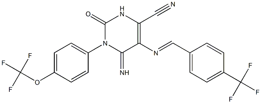 6-imino-2-oxo-1-[4-(trifluoromethoxy)phenyl]-5-{[4-(trifluoromethyl)benzylidene]amino}-1,2,3,6-tetrahydropyrimidine-4-carbonitrile