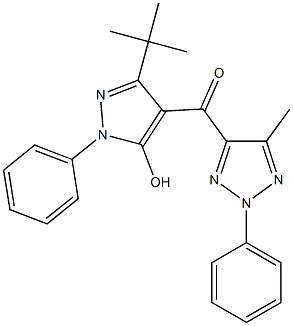 [3-(tert-butyl)-5-hydroxy-1-phenyl-1H-pyrazol-4-yl](5-methyl-2-phenyl-2H-1,2,3-triazol-4-yl)methanone Struktur