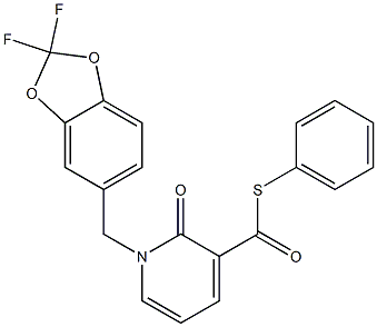 S-phenyl 1-[(2,2-difluoro-1,3-benzodioxol-5-yl)methyl]-2-oxo-1,2-dihydro-3-pyridinecarbothioate,,结构式