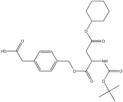 2-[4-({[2-[(tert-butoxycarbonyl)amino]-4-(cyclohexyloxy)-4-oxobutanoyl]oxy}methyl)phenyl]acetic acid Structure