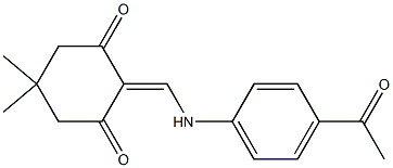 2-[(4-acetylanilino)methylene]-5,5-dimethyl-1,3-cyclohexanedione Struktur