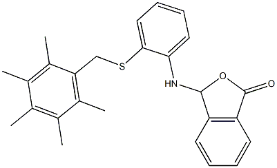 3-{2-[(2,3,4,5,6-pentamethylbenzyl)thio]anilino}-1,3-dihydroisobenzofuran-1-one Struktur