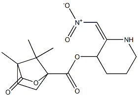 2-[(E)-nitromethylidene]-3-piperidinyl 4,7,7-trimethyl-3-oxo-2-oxabicyclo[2.2.1]heptane-1-carboxylate Structure
