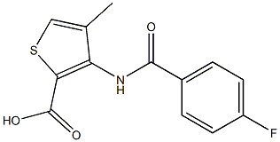 3-[(4-fluorobenzoyl)amino]-4-methyl-2-thiophenecarboxylic acid,,结构式