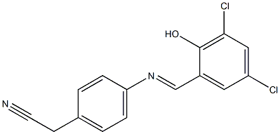 2-{4-[(3,5-dichloro-2-hydroxybenzylidene)amino]phenyl}acetonitrile Structure