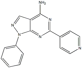 1-phenyl-6-(4-pyridyl)-1H-pyrazolo[3,4-d]pyrimidin-4-amine Struktur