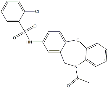 N-(10-acetyl-10,11-dihydrodibenzo[b,f][1,4]oxazepin-2-yl)-2-chlorobenzenesulfonamide Struktur