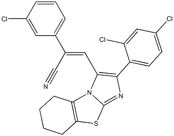 (Z)-2-(3-chlorophenyl)-3-[2-(2,4-dichlorophenyl)-5,6,7,8-tetrahydroimidazo[2,1-b][1,3]benzothiazol-3-yl]-2-propenenitrile|