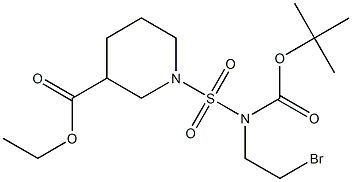 ethyl 1-{[(2-bromoethyl)(tert-butoxycarbonyl)amino]sulfonyl}-3-piperidinecarboxylate 化学構造式