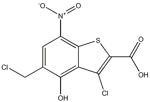 3-chloro-5-(chloromethyl)-4-hydroxy-7-nitrobenzo[b]thiophene-2-carboxylic acid Structure