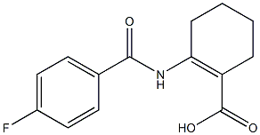 2-(4-fluorobenzamido)cyclohex-1-enecarboxylic acid 化学構造式