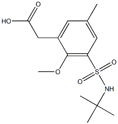 {3-[(tert-butylamino)sulfonyl]-2-methoxy-5-methylphenyl}acetic acid Struktur