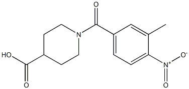 1-[(3-methyl-4-nitrophenyl)carbonyl]piperidine-4-carboxylic acid Struktur